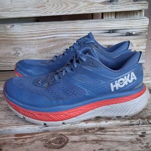 Hoka Stinson ATR 6 Men's Navy Blue Running Shoes with Red Midsole